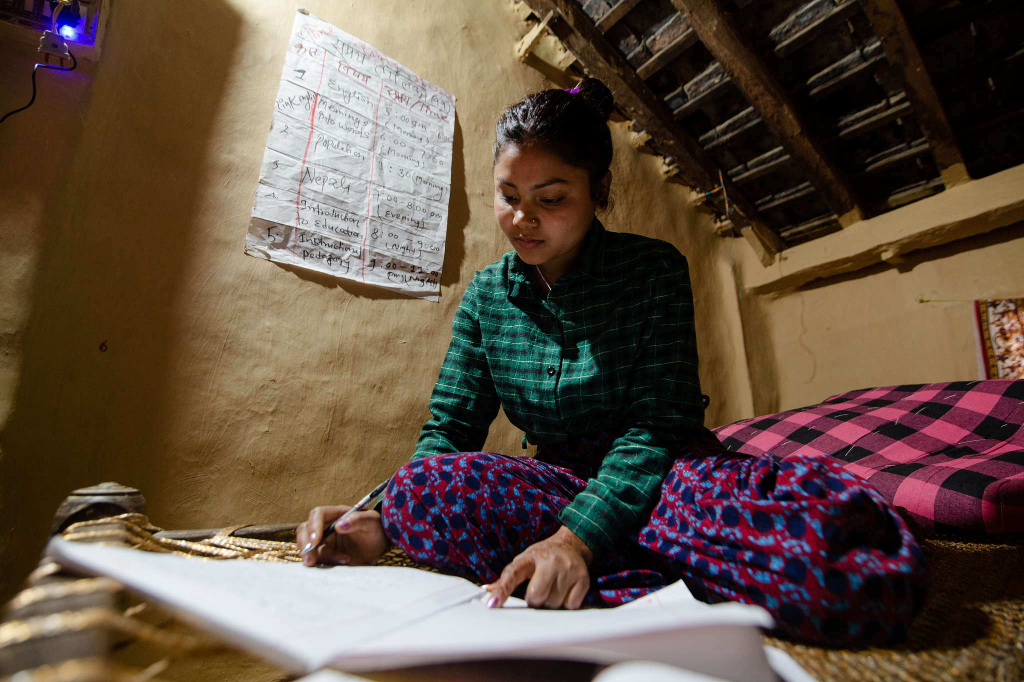 A young person studying.