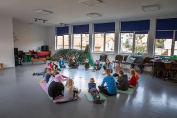 Children and staff at the ngo kamyanytsya austria, in ivano-frankivsk, ukraine, which provides children with daycare, art therapy, and activities to help with their wellbeing.  