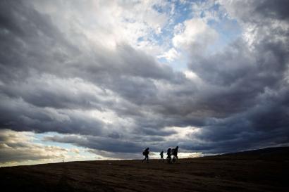 A family walking together in serbia.